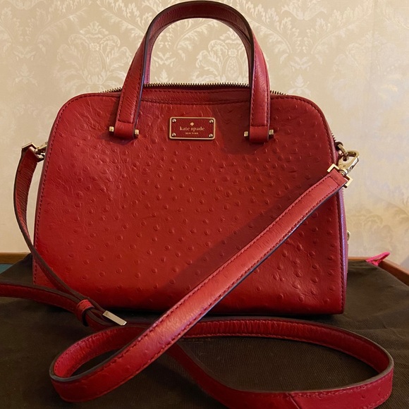 Genuine Kate Spade red leather satchel/crossbody - Picture 2 of 6